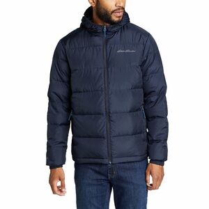 Eddie Bauer Mens Down Puffer Jacket Hooded Navy XXL